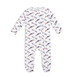 the wee bean organic cotton bamboo blend bunny candy rabbit sleepwear pajamas zipper romper in newborn sizing footies