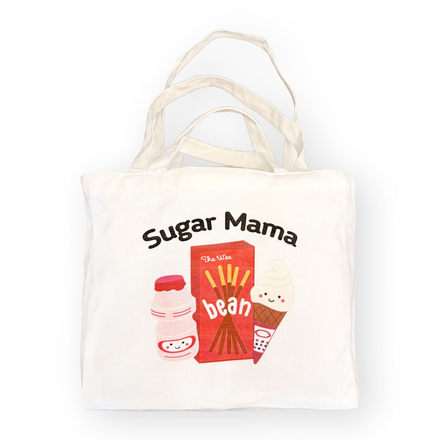 the wee bean eco-friendly reusable canvas tote bags in Sugar Mama