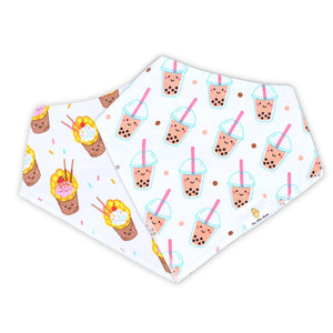 the wee bean organic cotton baby bandana bibs boba bubble tea egg waffle sundae