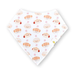 the wee bean organic cotton baby bandana bibs bakery buns cocktail bun coconut cream bun sausage bun 