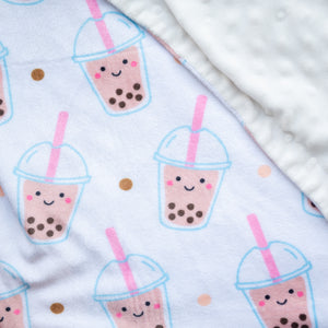 the wee bean super soft minky fleece baby toddler kids blanket in bubble tea boba