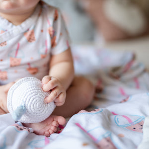 baby playing on soft boba bubble tea minky fleece blanket