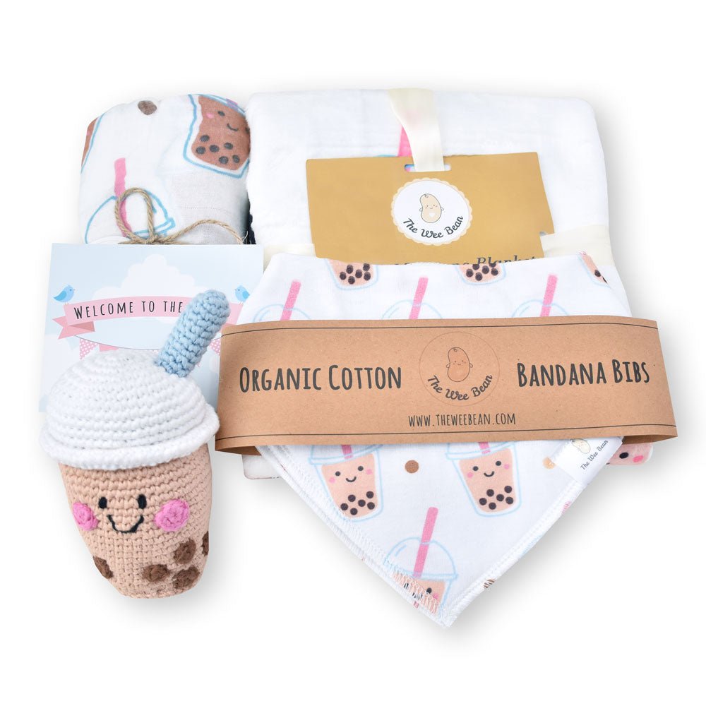 boba bubble tea baby organic swaddle milestone blanket fair trade boba bubble tea doll newborn gift set the wee bean