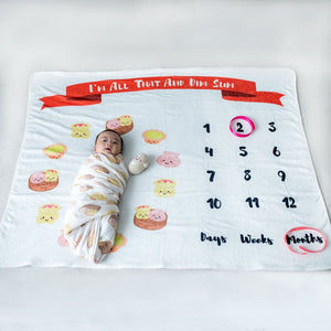 fleece milestone blanket dim sum  growth blanket newborn photography the wee bean