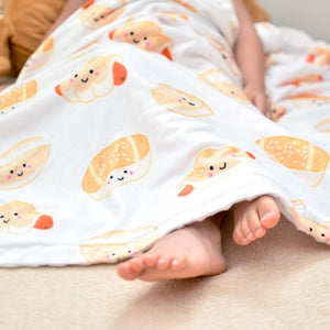 the wee bean super soft baby blanket minky fleece blanket hong kong foods bakery buns sausage bun cocktail bun coconut cream bun hong kong bakeries baby feet