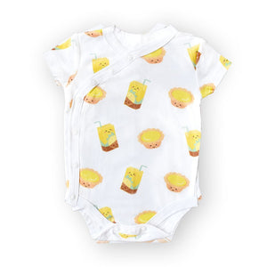 the wee bean organic cotton onesie in vita lemon tea and egg tart