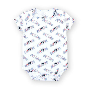 the wee bean organic cotton onesie bodysuit in white rabbit bunny candy