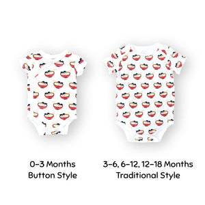 the wee bean organic cotton baby onesie bodysuit in ramen noodles 