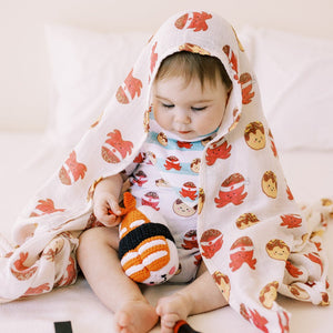 the wee bean cute baby playing in takoyaki bandana bib