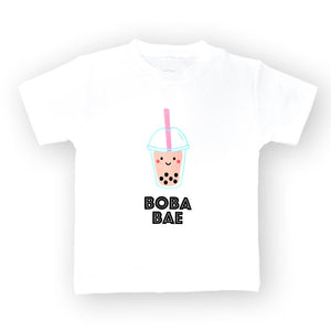 the wee bean organic cotton kids tee t-shirt in boba bae