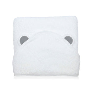 the wee bean organic bamboo hooded towel in bear hood grey ears